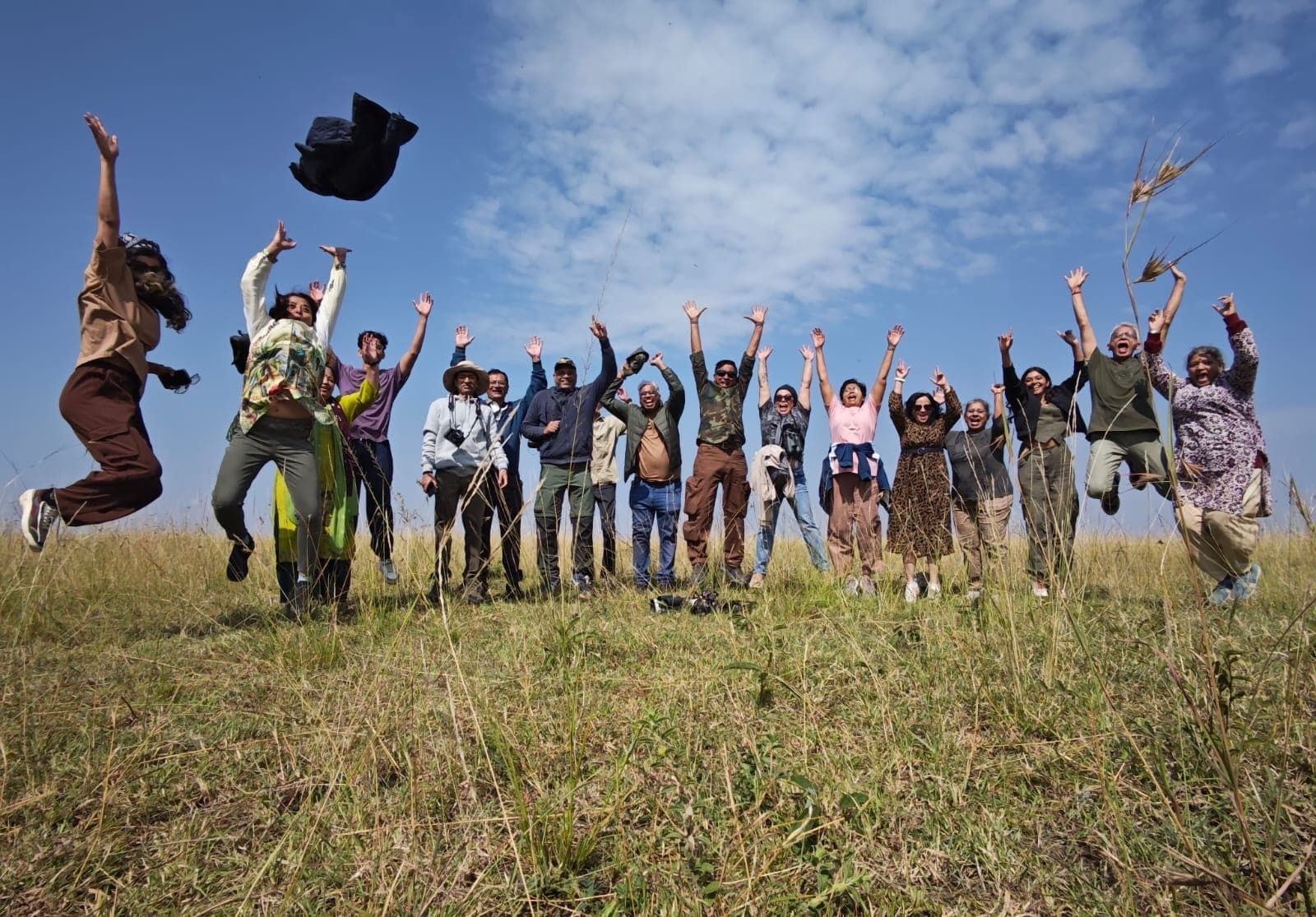 Fototrails 365 safari group celebrating after a successful game drive. © Nitin Vyas